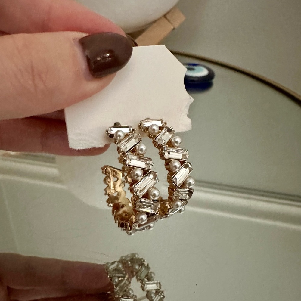 White Fox Boutique Gold and Silver Pearl Earrings